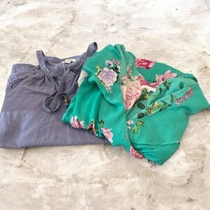 Two piece bundle Socialite Floral Teal Dress and Simply NelleLight purple Blouse